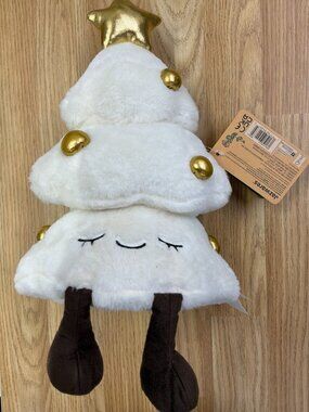 Jazwares Christmas Tree Plush White Gold Holiday Decor Stuffed Toy Cute NWT